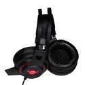 RED FIGHTER H3 słuchawki z mikrofonem regulacja głośności czarno-czerwona dla graczy podświetlenie 2x 3.5 mm jack + USB