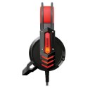Redragon CHRONOS Gaming Headset słuchawki z mikrofonem regulacja głośności czarno-czerwona 2x 3.5 mm jack + USB