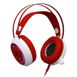 Redragon SAPPHIRE Gaming Headset słuchawki z mikrofonem z regulacją głośności biało-czerwony 2x 3.5 mm jack + USB