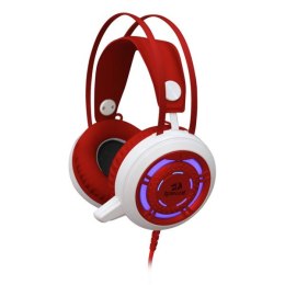 Redragon SAPPHIRE Gaming Headset słuchawki z mikrofonem z regulacją głośności biało-czerwony 2x 3.5 mm jack + USB