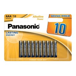 Bateria alkaliczna, AAA, 1.5V, Panasonic, blistr, 10-pack, Alkaline power,