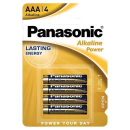 Bateria alkaliczna, AAA, 1.5V, Panasonic, blistr, 4-pack, Alkaline power,