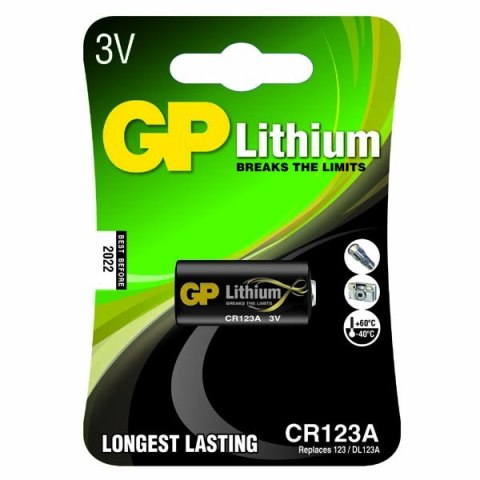 Bateria foto litowa, CR123A, 3V, GP, blistr, 1-pack, od -40 °C do +60 °C