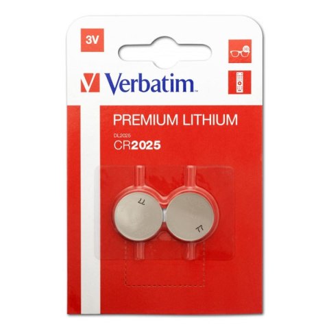 Bateria litowa, CR2025, 3V, Verbatim, blistr, 2-pack, 49935,