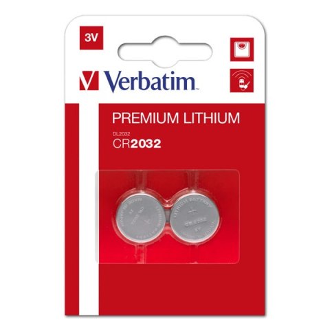 Bateria litowa, CR2032, 3V, Verbatim, blistr, 2-pack, 49936,