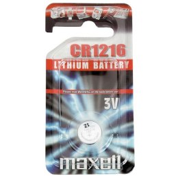 Bateria litowa, konflíková, CR1216, 3V, Maxell, blistr, 1-pack