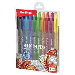 Berlingo, Zestaw długopisów żelowych żelowych, color, 10szt, 0.5mm, Triangle gel