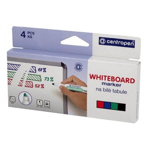 Centropen, zestaw markerów do tablic whiteboard 8559, color, 4szt, 2.5mm, na bazie alkoholu