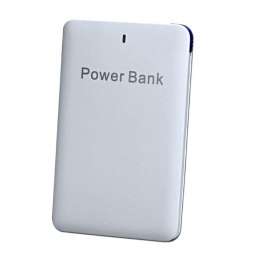 Powerbank, slim, Li-ion, 5V, 2500mAh, do ładowania telefonów i innych urządzeń, SLIM, microUSB i lightning, biała