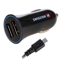 SWISSTEN, ładowarka samochodowa micro USB i lightning, + kabel USB (A male-micro), lightning 12V, 5V, 2400mA, do ładowania telef