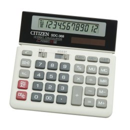 Citizen Kalkulator SDC368, biało-czarny, biurkowy, 12 miejsc, podwójne zasilanie