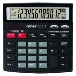 Rebell Kalkulator RE-CC512 BX, czarna, biurkowy, 12 miejsc