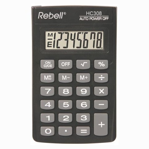 Rebell Kalkulator RE-HC308 BX, czarna, kieszonkowy, 8 miejsc