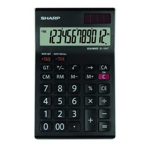 Sharp Kalkulator EL-124TWH, czarno-biały, biurkowy, 12 miejsc