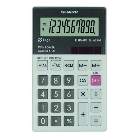 Sharp Kalkulator EL-W211GGY, szara, kieszonkowy, 10 miejsc