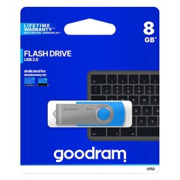 Goodram USB flash disk, 2.0, 8GB, UTS2, niebieski, UTS2-0080B0R11, wsparcie OS Win 7, nowe papierowe opakowanie