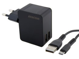 Avacom Ładowarka HomeNOW 100-240V 5V 3400mA z dwoma wyjściami kabel micro USB (100cm)