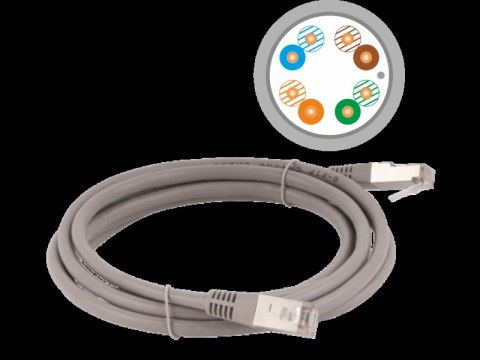 Patch-cord F/UTP kat.5e PVC 0.5m szary