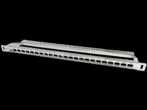 Patch panel 19" modularny 24 portów 0.5U niewyposażony, z podporą