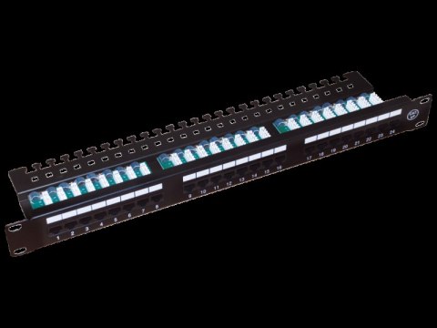 Patch panel UTP kat.5e 24 porty LSA z półką 1U/19"