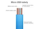 Kabel USB (2.0), USB A M- USB micro M, 0.4m, niebieski, Avacom