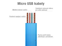 Kabel USB (2.0), USB A M- USB micro M, 0.4m, niebieski, Avacom