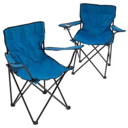 Zestaw 2 składanych niebieskich krzeseł kempingowych