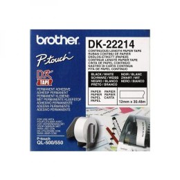 Brother rolki papierowe 12mm x 30.48m, biała, 1 szt., DK22214, do drukowania etykiet