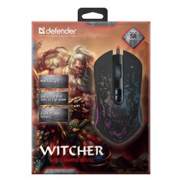Defender Mysz Witcher GM-990 3200DPI optyczna 7kl. 1 scroll przewodowa USB czarna do gry RGB