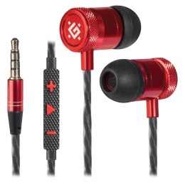 Defender Pollaxe słuchawki z mikrofonem regulacja głośności czarno-czerwona 2.0 douszne 3.5 mm jack