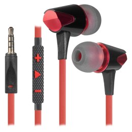 Defender Sagaris słuchawki z mikrofonem regulacja głośności czarno-czerwona 2.0 douszne 3.5 mm jack
