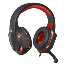 Defender Warhead G-370 Gaming Headset słuchawki z mikrofonem regulacja głośności czarno-czerwona 2.0 2x 3.5 mm jack + USB