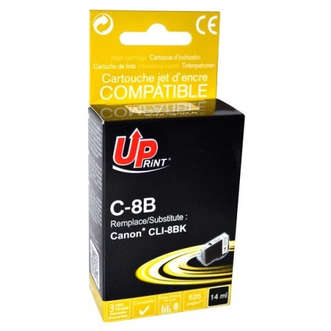 UPrint kompatybilny ink / tusz z CLI8BK, black, 14ml, C-8B, dla Canon iP4200, iP5200, iP5200R, MP500, MP800, z chipem