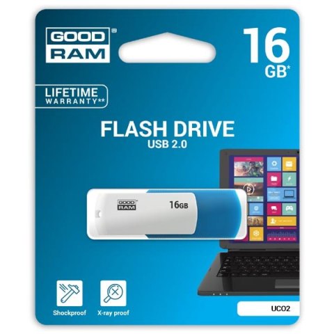 Goodram USB flash disk  2.0  16GB  UCO2  niebieski  UCO2-0160MXR11  wsparcie OS Win 7