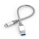 Kabel USB (3.1), USB A M- USB C M, 0.3m, srebrny, Verbatim, box, 48868