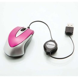 Verbatim Mysz Go Mini 49021, 1000DPI, optyczna, 3kl., 1 scroll, przewodowa USB, różowa, mini