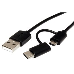 Kabel USB (2.0), USB A M- USB micro B M, 1m, okrągły, czarny, plastic bag