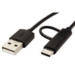 Kabel USB (2.0), USB A M- USB micro B M, 1m, okrągły, czarny, plastic bag