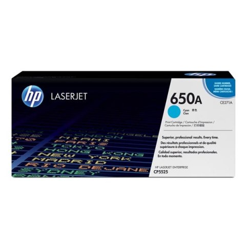 HP oryginalny toner CE271A, cyan, 15000s, HP 650A, HP LaserJet CP5525n, CP5525dn, CP5525xh