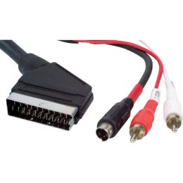 Kabel Scart M- Cinch 2x M + S-video M, 5m, czarna