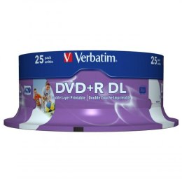 Verbatim DVD+R, 43667, DataLife PLUS, 25-pack, 8.5GB, 8x, 12cm, General, Double Layer, cake box, Wide Printable, do archiwizacji