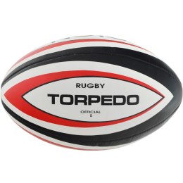 Piłka do gry w rugby NO10 Torpedo biało-czerwono-czarna 56073