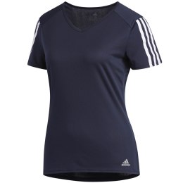 Koszulka damska adidas Run 3 Stripes Tee W granatowa DX2019