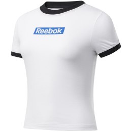 Koszulka damska Reebok Training Essentials Linear Logo Tee biało-czarna FK6680
