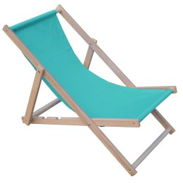 Leżak plażowy składany drewniany błękitny Royokamp