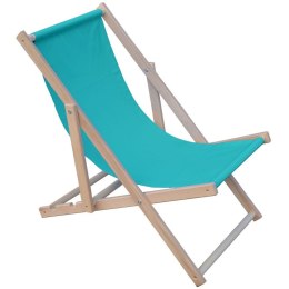 Leżak plażowy składany drewniany błękitny Royokamp