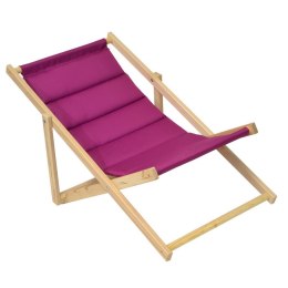 Leżak plażowy składany drewniany deluxe fuksja Royokamp