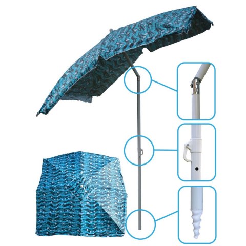 Parasol plażowo ogrodowy 180cm niebieski morski