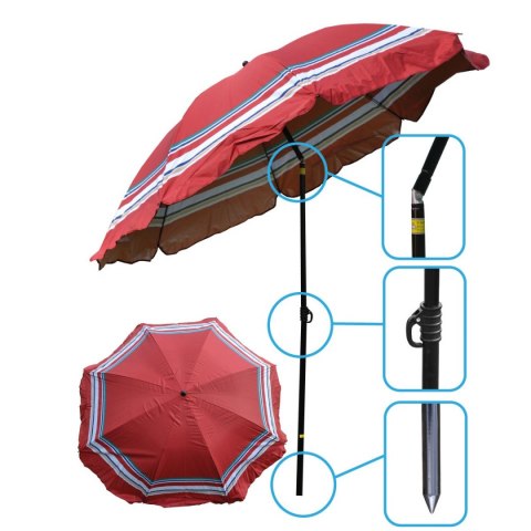 Parasol plażowo ogrodowy 200cm czerwony