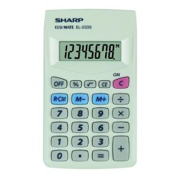 Sharp Kalkulator EL-233S, biała, kieszonkowy, 8 miejsc